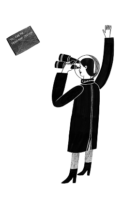 Scientist with telescope